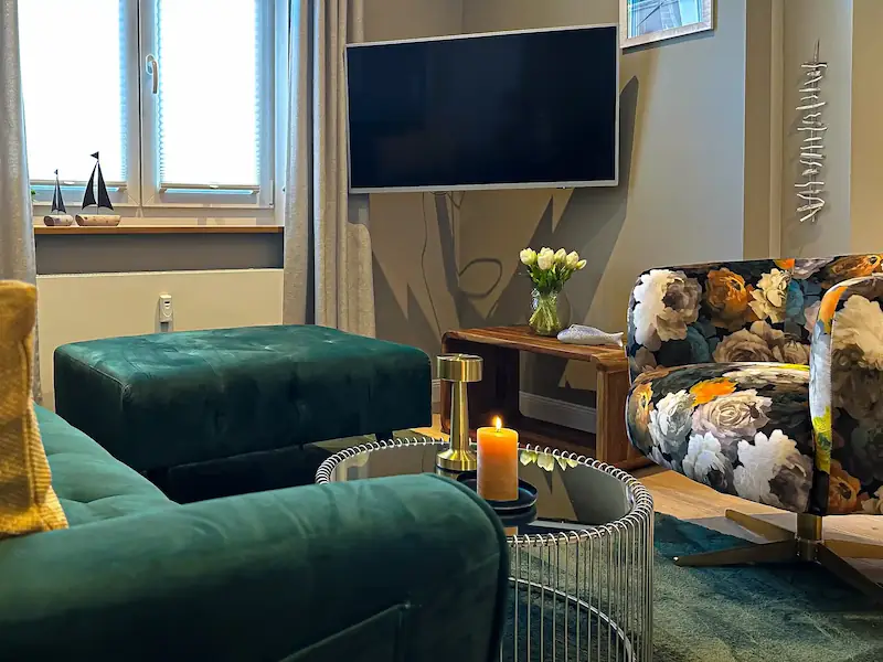 Ferienwohnung Inselrose Juist – Wohnung Nordgold – Wohnbereich